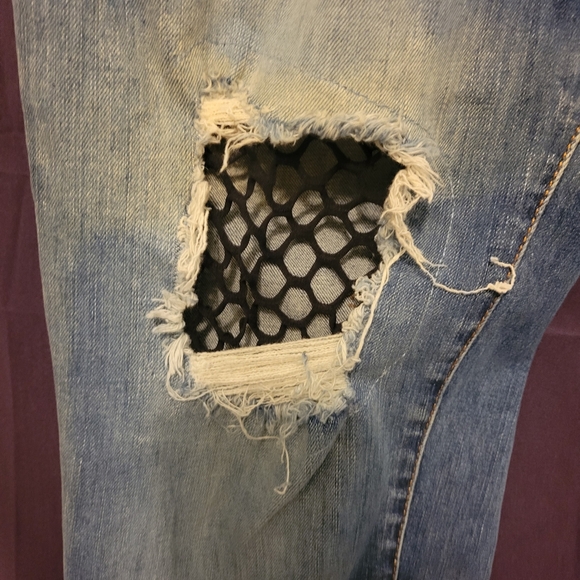 Womens Torrid Blue Boyfriend Jeans with Distressed Details - Picture 6 of 8